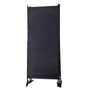 6 Ft Modern Room Divider, 3-Panel Folding Privacy Screen w Metal Standing, Portable Wall Partition, Black