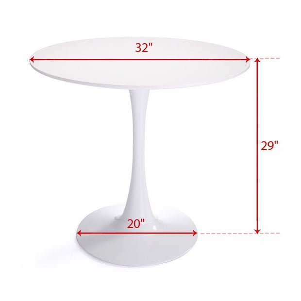 31.5H White Tulip Table Mid-Century Dining Table with Round MDF Table Top, Pedestal Dining Table, End Table Leisure Coffee Table