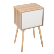 Set of 2 Wooden Modern Nightstand with 2 Drawers and 4 Solid Splayed Legs, Living Room Bedroom Furniture- White