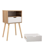 Set of 2 Wooden Modern Nightstand with 2 Drawers and 4 Solid Splayed Legs, Living Room Bedroom Furniture- White