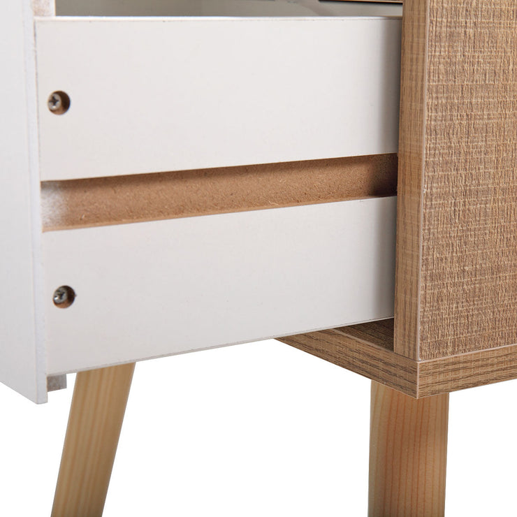 Set of 2 Wooden Modern Nightstand with 2 Drawers and 4 Solid Splayed Legs, Living Room Bedroom Furniture- White