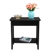 American Heritage Flip Top End Table Narrow Side Table with Storage Shelf - black