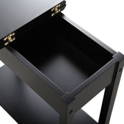 American Heritage Flip Top End Table Narrow Side Table with Storage Shelf - black