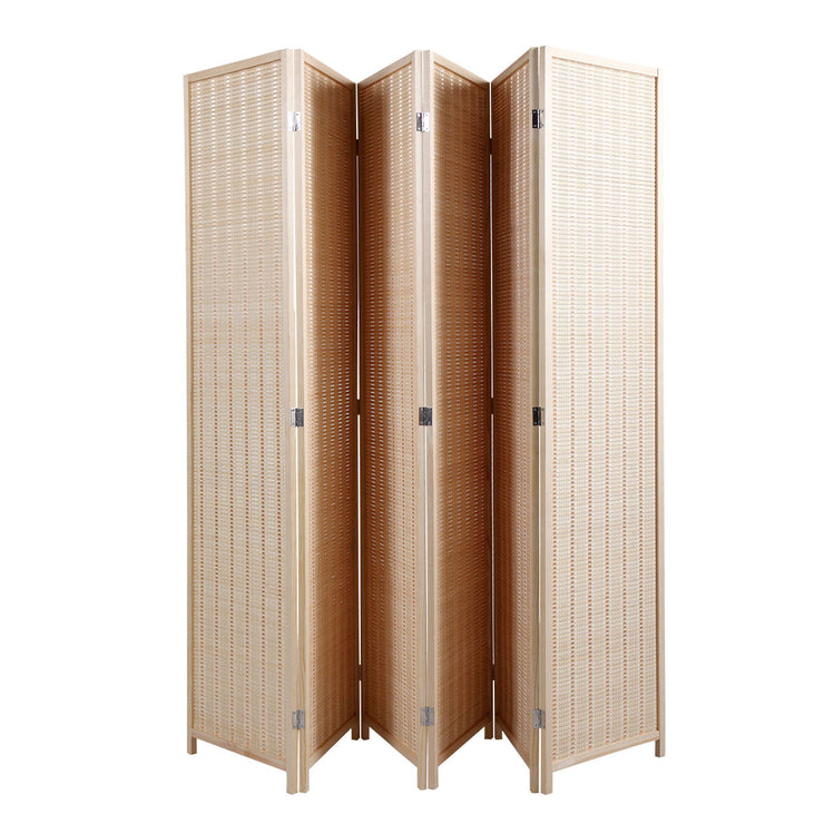 6 Panel Bamboo Room Divider, Private Folding Portable Partition Screen for Home Office - Natural