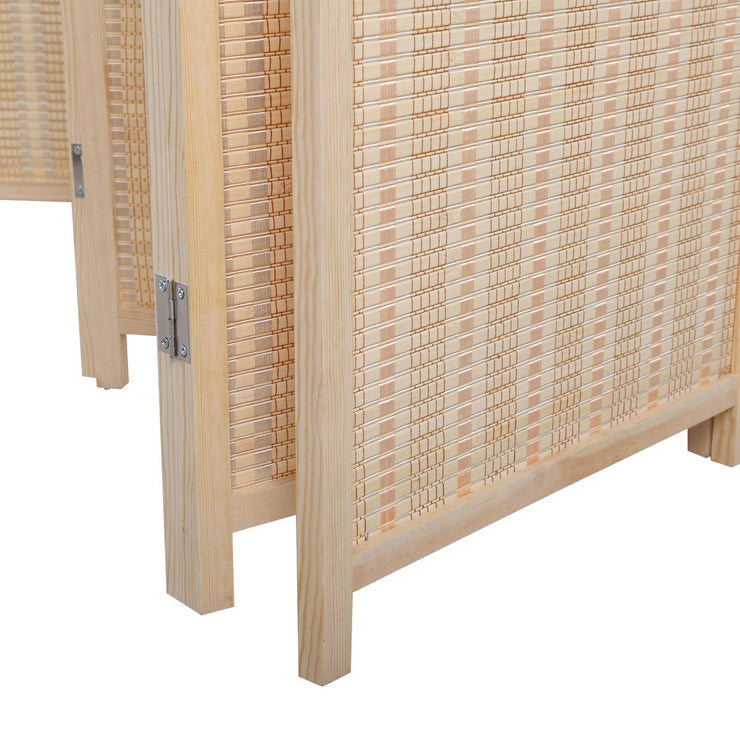 6 Panel Bamboo Room Divider, Private Folding Portable Partition Screen for Home Office - Natural